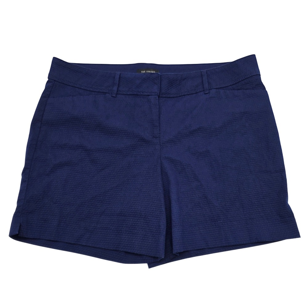 Beach The Limited Shorts Womens 14 Blue Textured Cotton Blend Flat Front Pockets